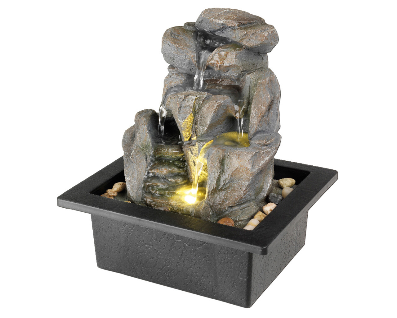 Fantana decorativa cu iluminare LED interior/exterior Loki, Lumineo, 18.8 x 21.5 x 24 cm, IP44, polirasina, gri - imagine 3